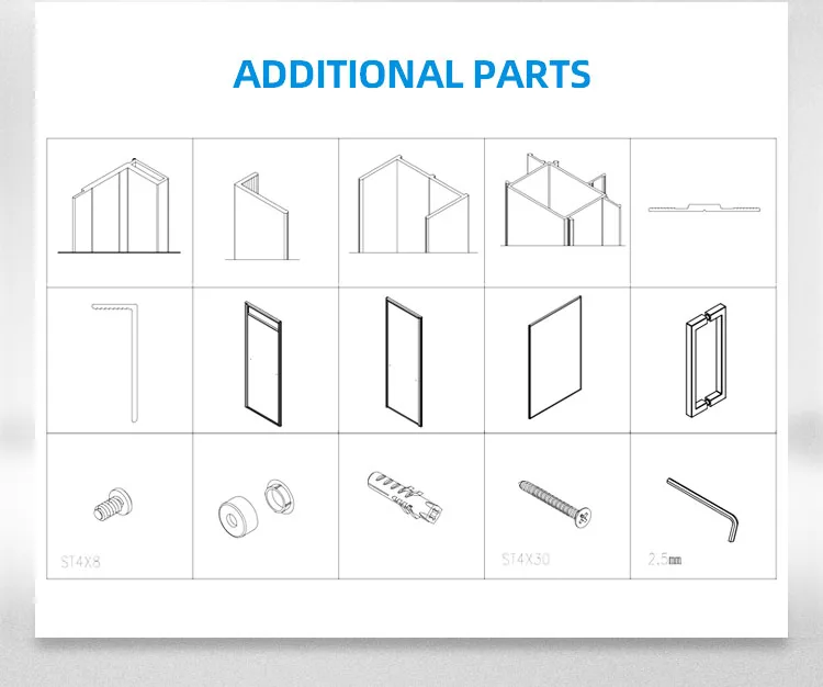 Custom pivot hinge shower door tempered glass shower rooms bathroom shower enclosures