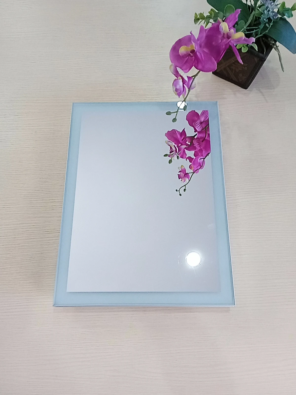 modern hotel wall mounted horizontal vertical anti-fog vanity led color changeable lighting dimming bathroom mirror