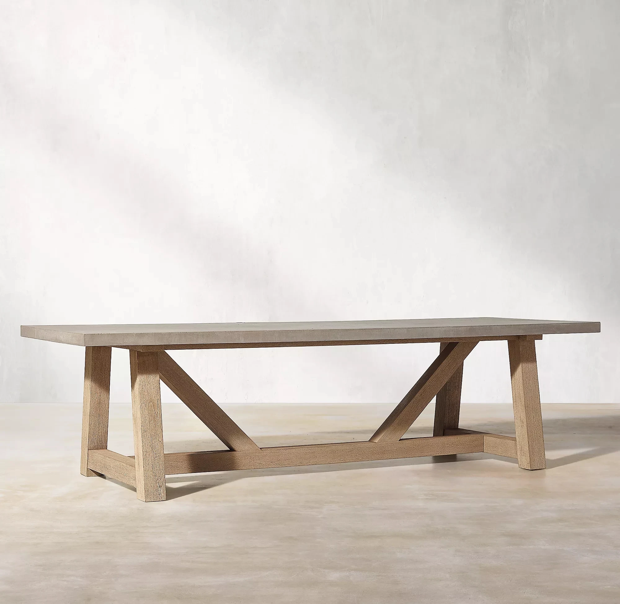 leisure Teak frame thick concrete table top outdoor garden table set rattan armrest patio dining chairs outdoor furniture