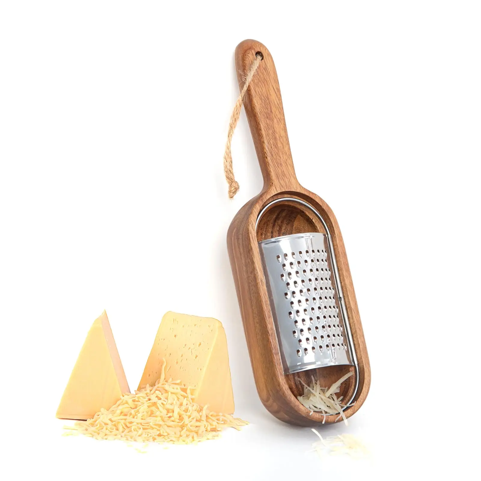 Rustic Wood Cheese Shredder Wooden Cheese Grater with Handle for Cheese Lemon Chocolate