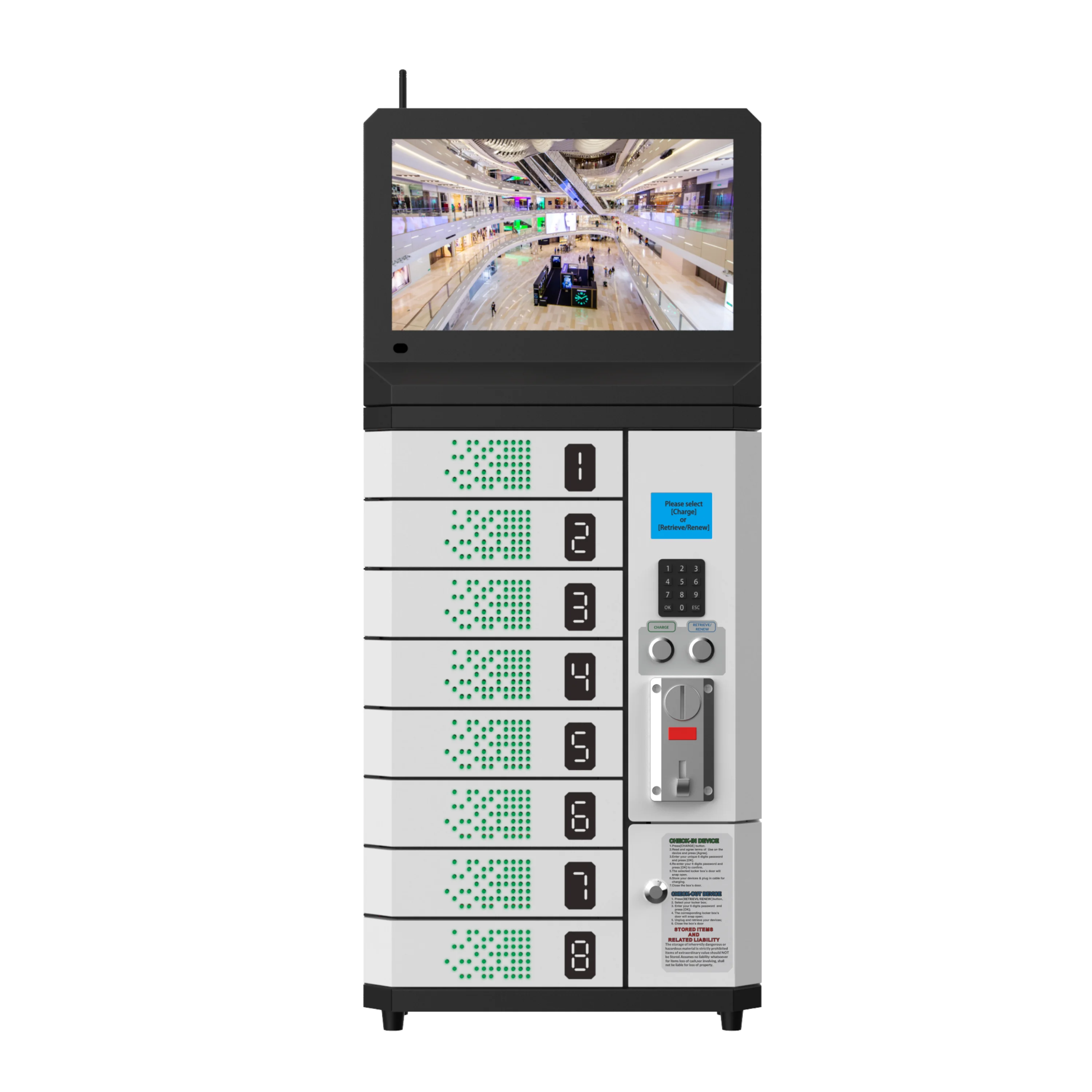 Coined Operation Digital Locker Cell phone Charging Machines Mobile Phone Charge Stations Kiosk Electric Fast Charging Multi-gri