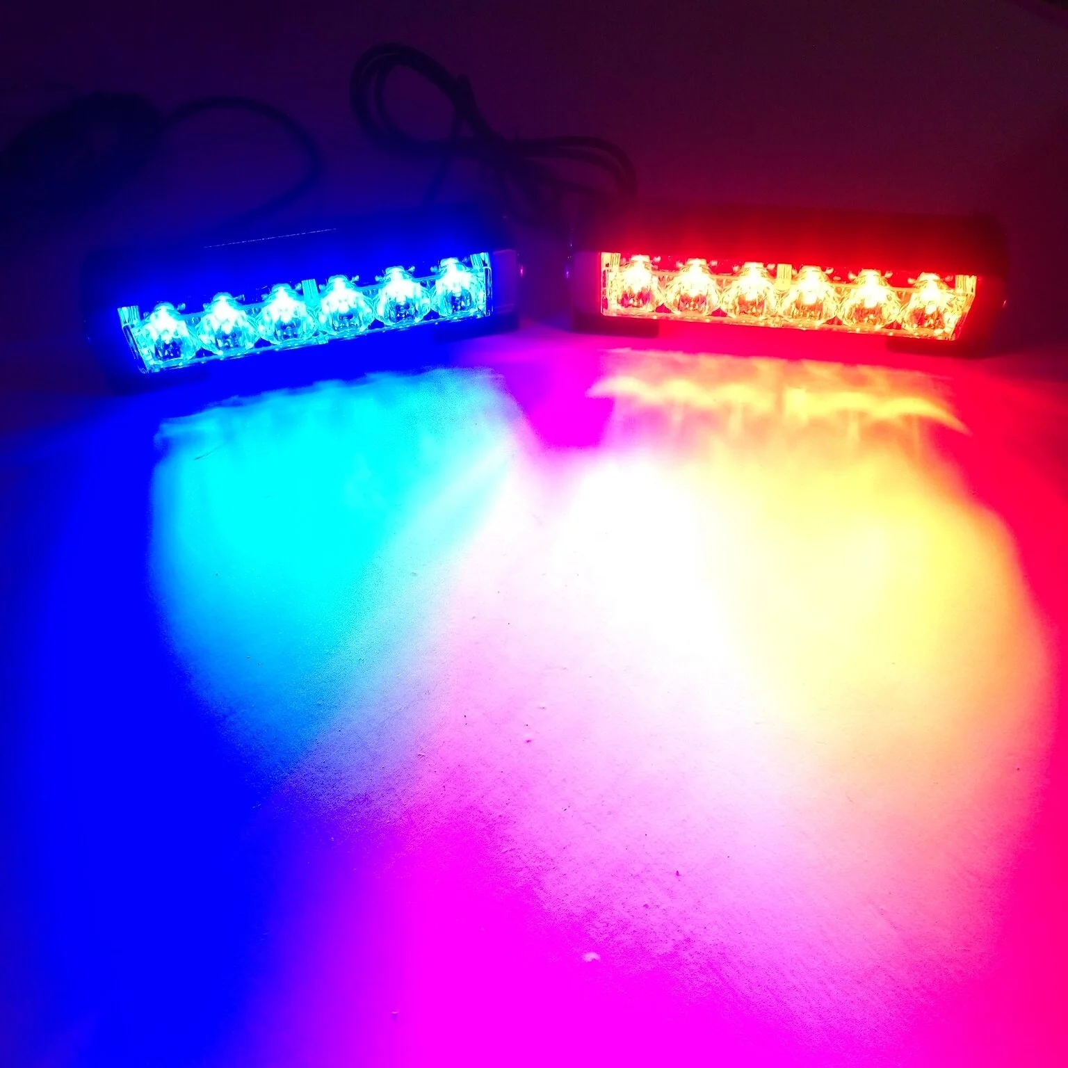 LED Warning Strobe Lights 6 LED Car Emergency Surface Mount Hazard Safety Flashing Light Bar For Truck Car Vehicles Trailer