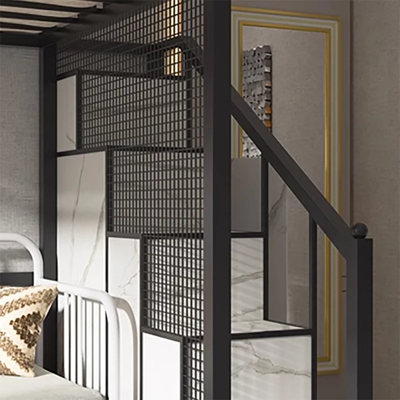 Loft Bed Frame in Black Metal for Queen Size Mattresses Bedroom Furniture Design for Seeking Stylish and Functional