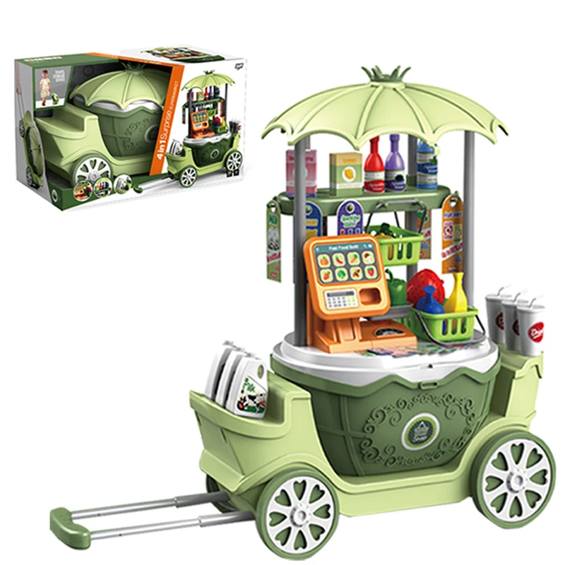 4-in-1 supermarket toys kids shopping cart toy 50pcs set