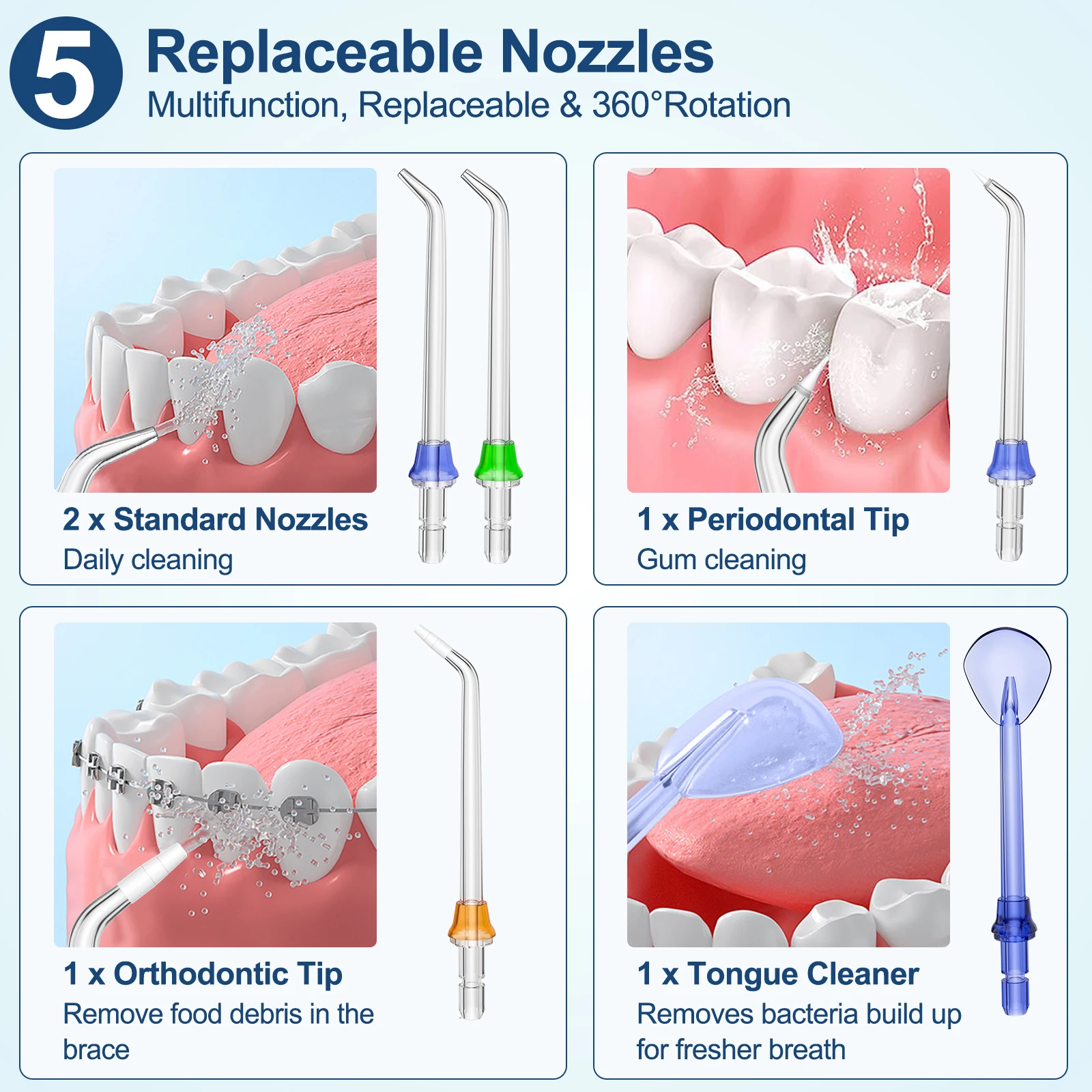 H2ofloss 2024 Factory Supply Rechargeable Waterproof Oral Irrigator Usb Rechargeable Water Flosser Customized Cordless
