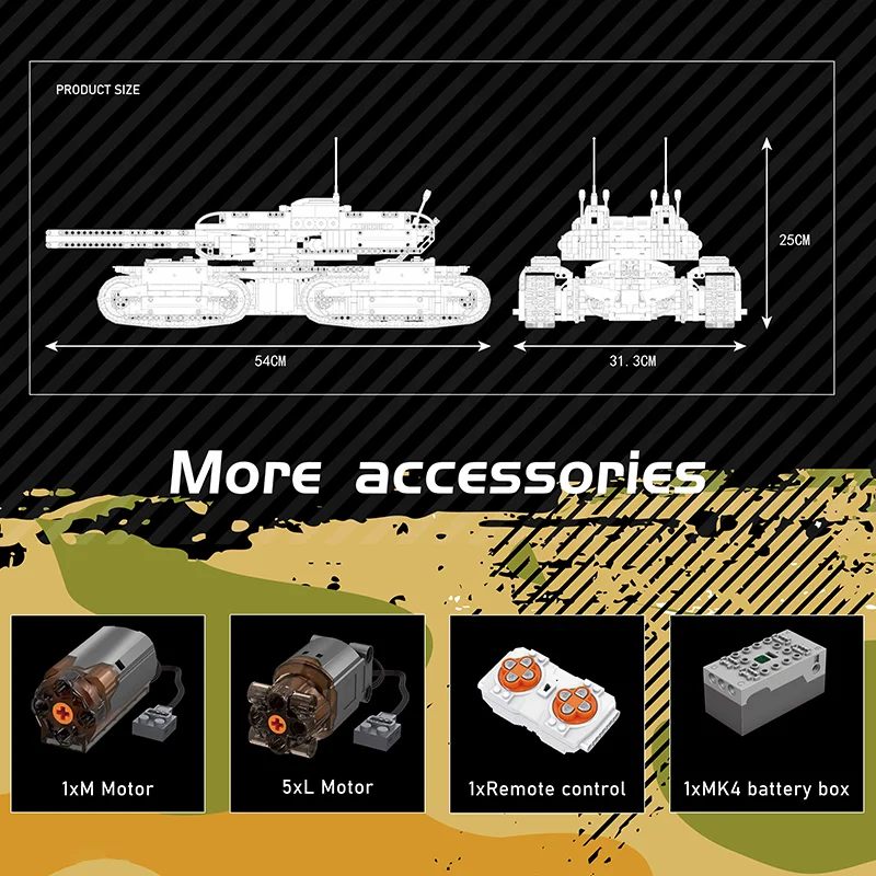 Формы king 20011S технические игрушки MOC моторизованный мамонтовый бак модель сборки RC игрушка кирпич рождественские подарки наборы строительных блоков