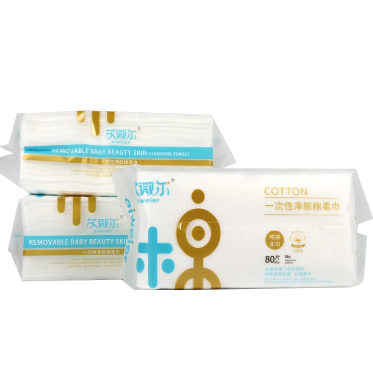 80 шт., одноразовые полотенца для лица, 100% хлопок