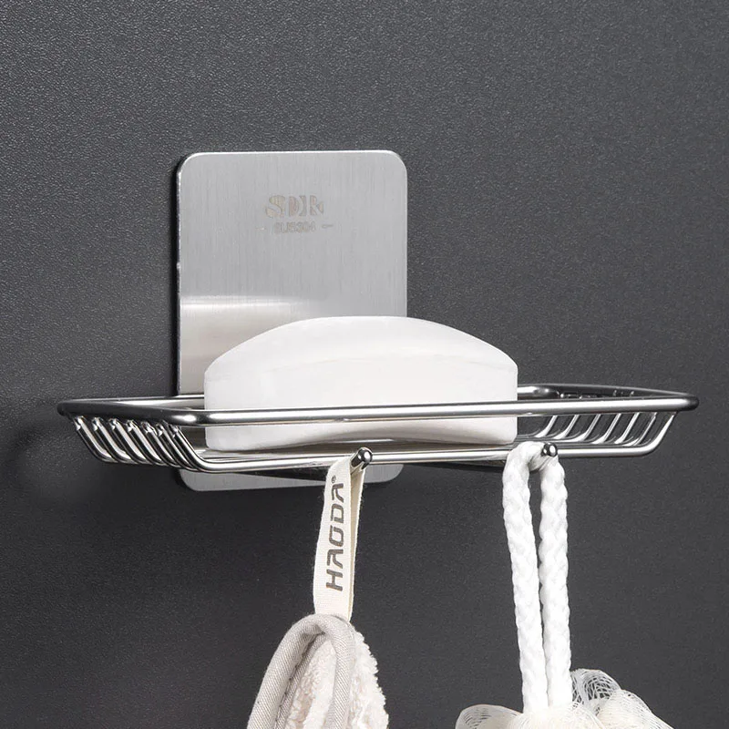 Bathtub Bar Soap Accessories Metal Stainless Steel Wall Mounted Magnet Soap Rack Dish Sucker Magnetic Soap Holder