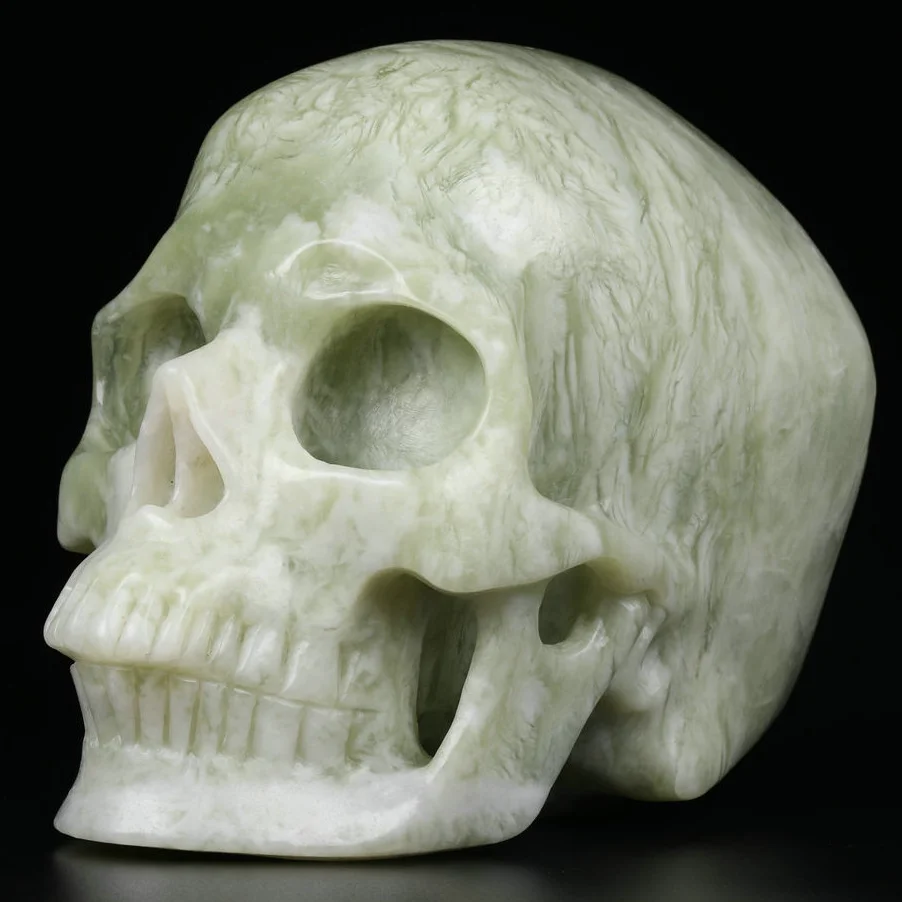 5.0 inch Xiuyan Jade Crystal Skulls Hand Carved Natural Crystal Skulls Carving Crafts for Gift