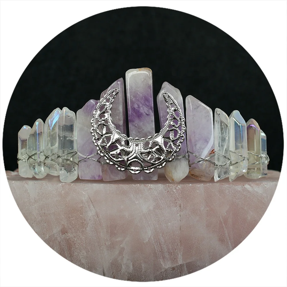 Bridal Hair Accessories Princess Mermaid Crystal Headband Tiara Crown Quartz Vintage Hair Accessories Includes Branches Leaves