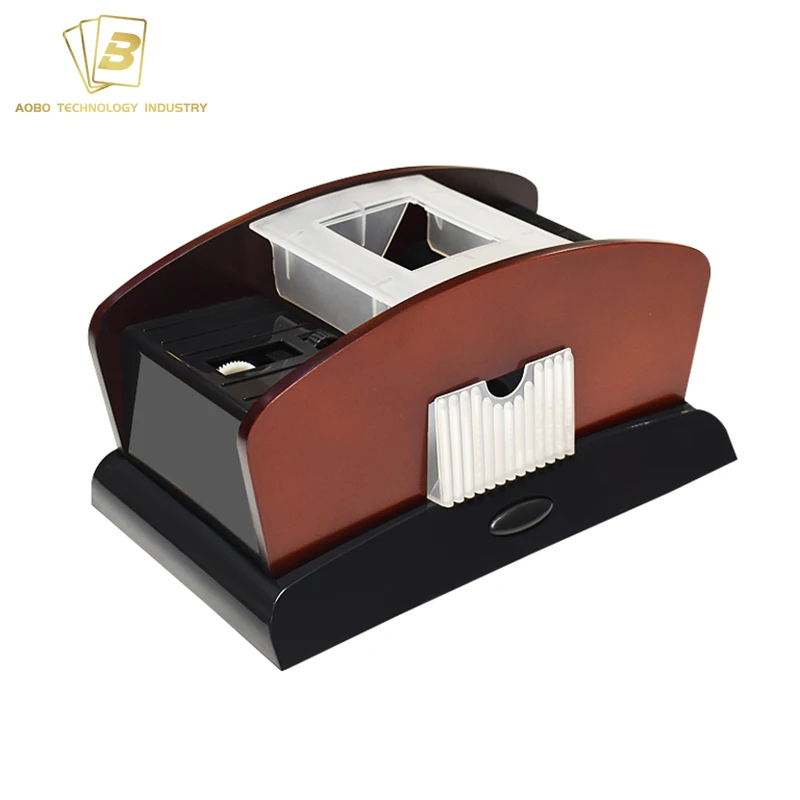 Card Shuffler Dealer Machine Poker Shuffler Aobo Wooden Automatic Casino 2 Decks Carton Box 100 Sets Casino Standard AB-XPQ003