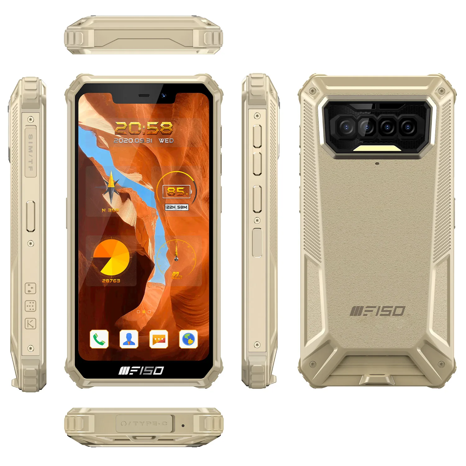 
F150 B2021 IP68/69K 5.86inches 13MP Camera Smartphone 6GB+64GB 8000mAh Octa Core Mobile Phone NFC Rugged Cell Phone 