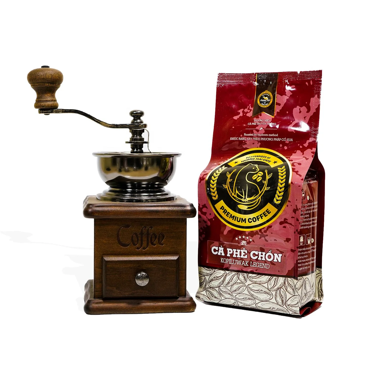 Weasel Legend Coffee 250g per Bag - Best selling/ High Quality Ground/beans Vietnamese  - Huong Mai Cafe Brand - Made in Vietnam