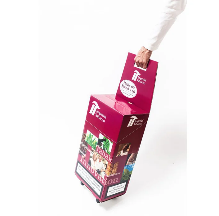 2024 HOT Free New Custom Design High Quality Promotion Recyclable Advertising Cardboard Trolley For Trade Show
