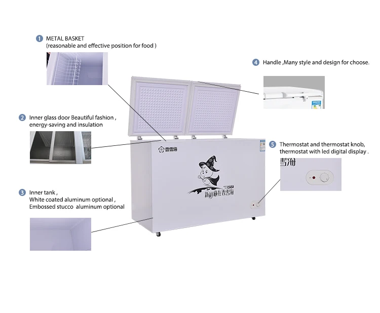 SNOWSEA Freezer 400 liter factory price portable high quality  chest freezer display fridge refrigerators freezers