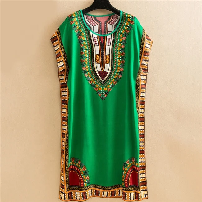 Latest Design 2024 Summer Fashion Printed Beach Wear Bohemian long Kimono Women Cotton Kaftan Ethnic Beach Cover Up Dress