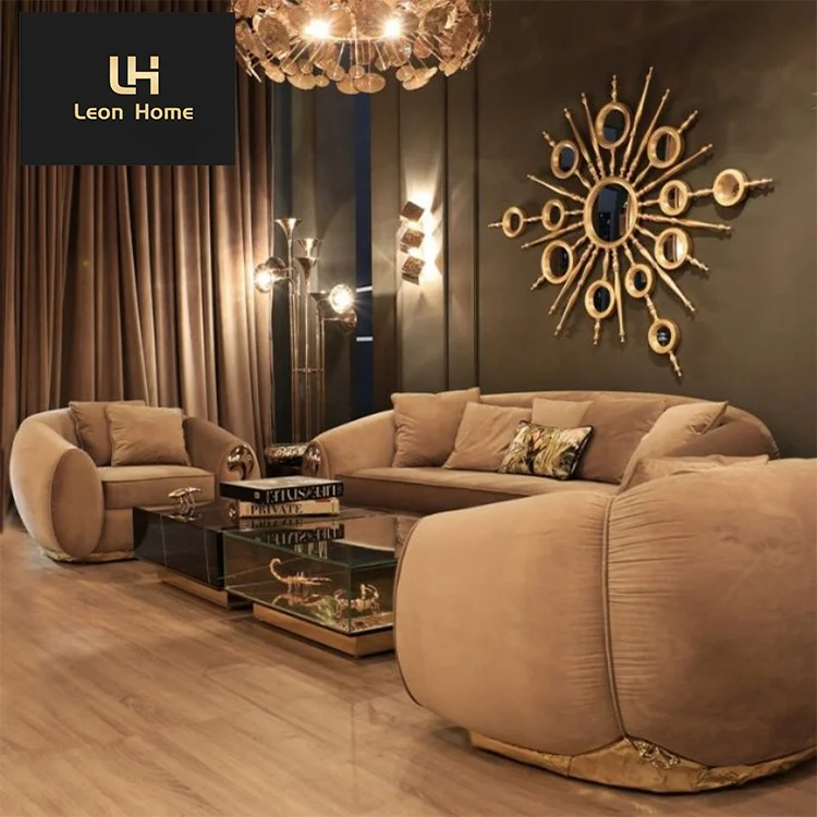 Luxury design european style quality nubuck fabric 1 2 3 seater sofa set furniture living room
