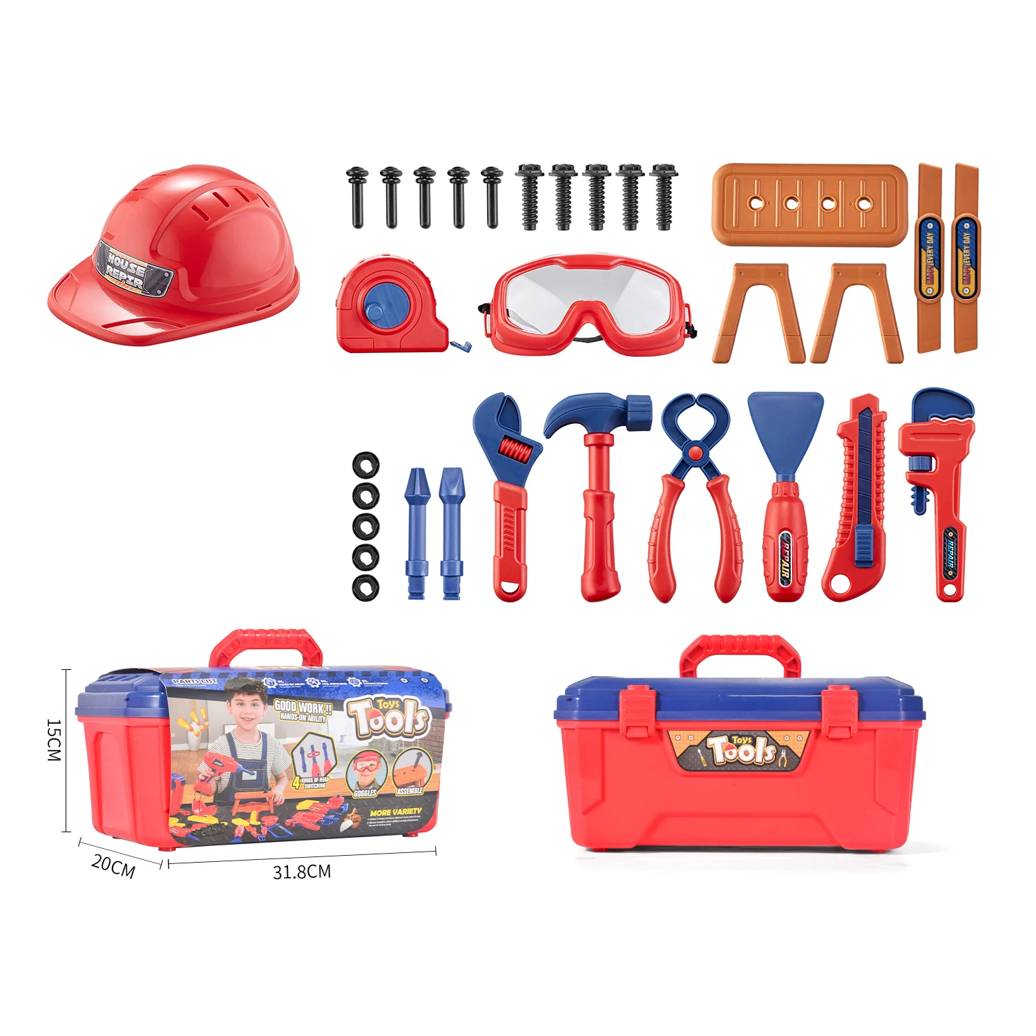 DIY tool kits kids educational toy game plastic repair toys kit carry case pretend play toolbox set toy
