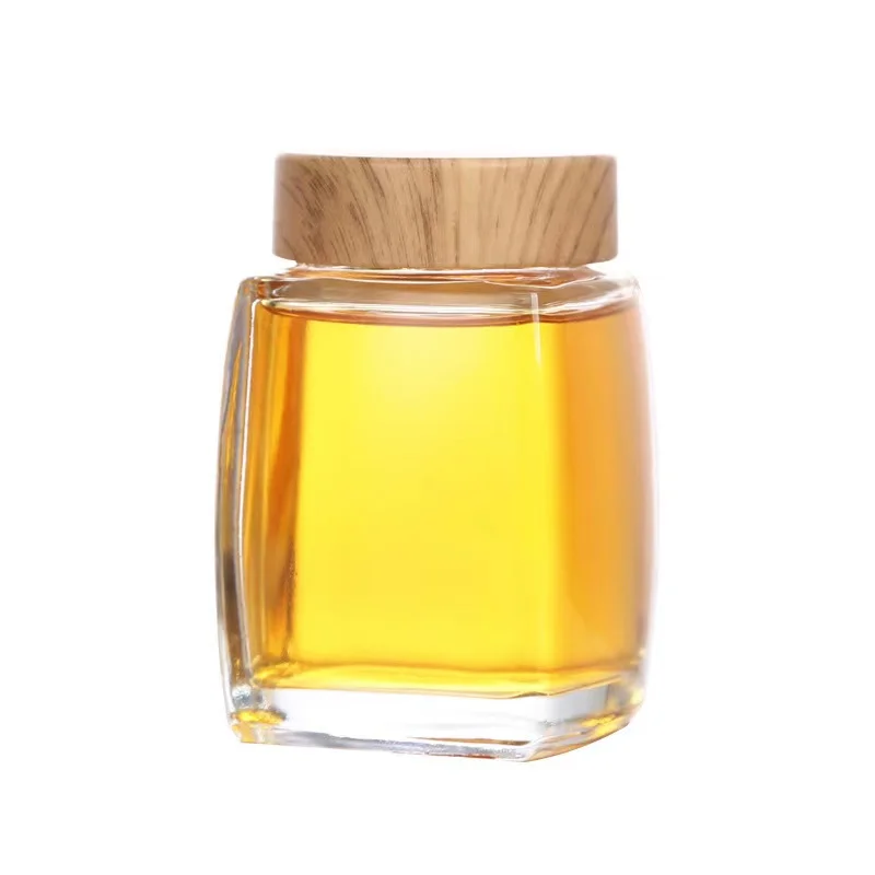 Factory Produced Food Grade Empty Clear Round Glass Honey Jar