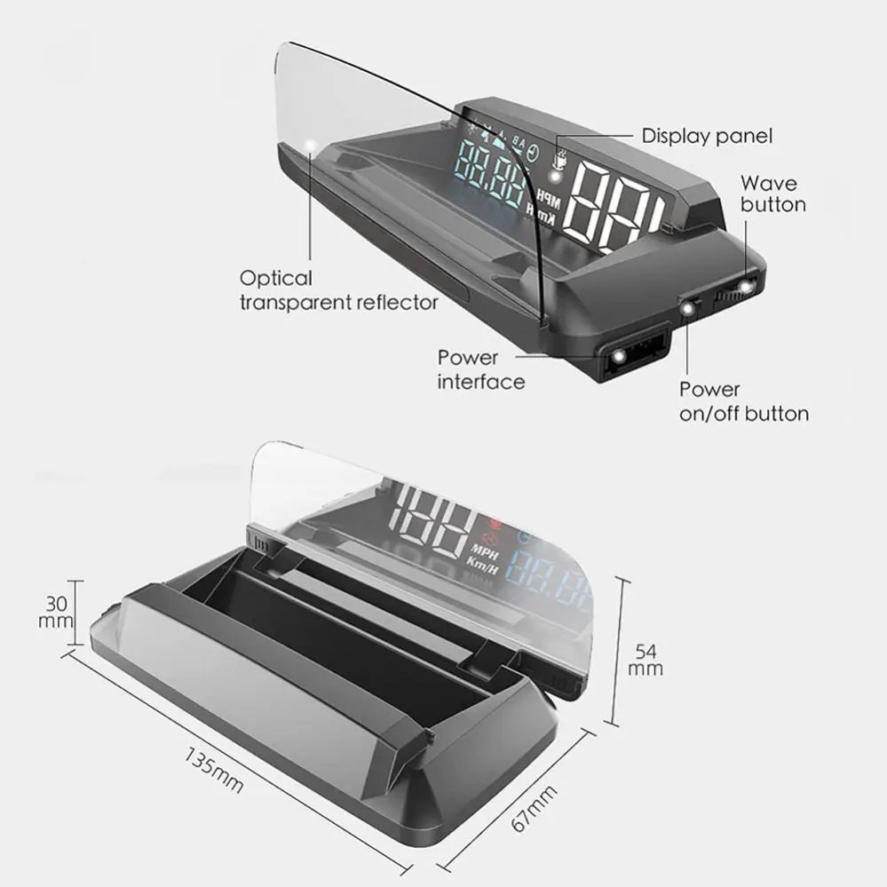 Universal Car Digital Speedometer Alarm HUD OBD Gauge Heads Up Displays Car Speed Projector Windshield Hud Display For Car