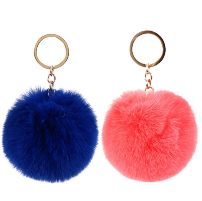 Pom Poms Keychains Faux Rabbit Fur Pompoms Keyring Fluffy Pompoms Keychain