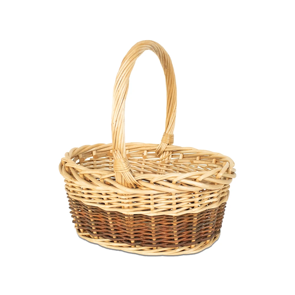 Customized Exquisite Fashion Wicker Woven Holiday Ambiance Empty Gift Basket Carrying Basket Multifunction Wood Sustainable 1pcs