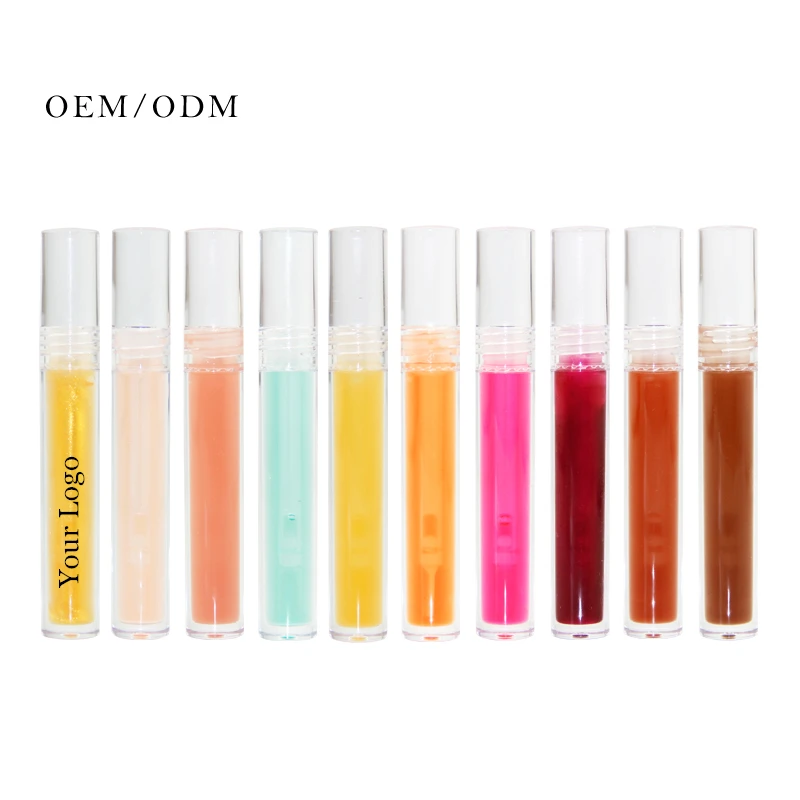 2021 Gradual Change Tube Lip Oil OEM Private Label Wholesale Lip Oil Moisturizing Pumper  Fruit