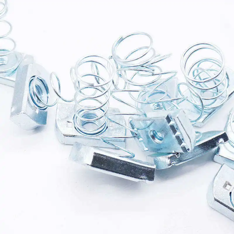 Customized High Quality Stainless Steel 304 316 316L Channel Spring Nut M6 M8 M10 Spring Slot Nut Square Nut with Spring