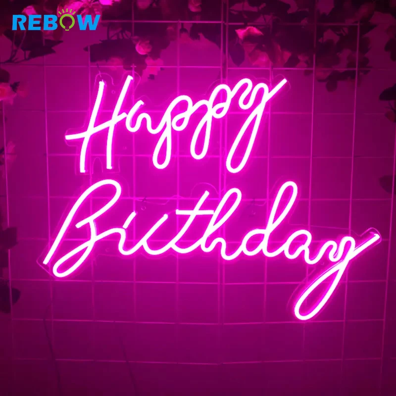 Drop shipping acrylic led custom flexible personalized hello gorgeous happy birthday neon light sign neon