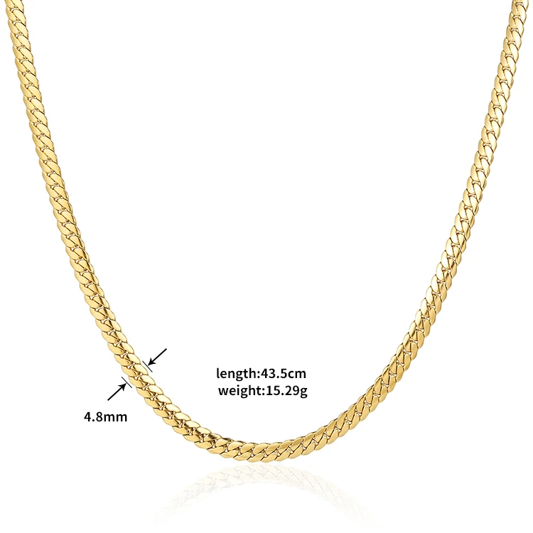 Simplicity Party Gift Jewelry Stainless Steel Plating Gold Flat Snake Chain Choker Necklace