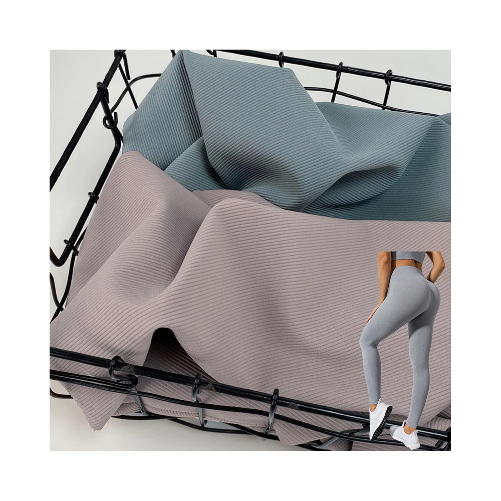 310GSM 74% Nylon 26% Spandex 4 Way Stretch Woman Legging Lycra Interlock Stretch Bra Sportswear Yoga Pants Fabric