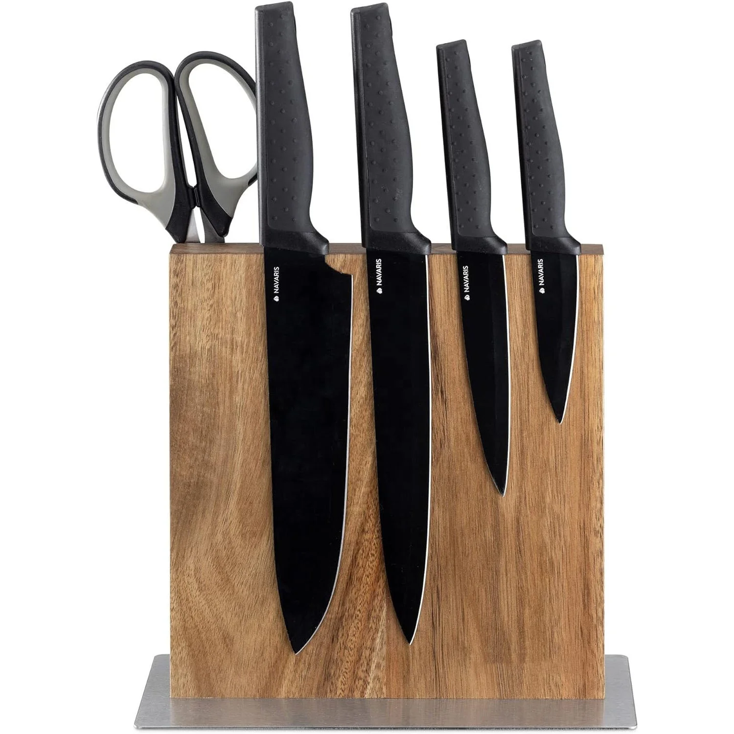 Magnetic Wooden Knife Block Modern Utensil Holder in Acacia Wood | Homex_BSCI Factory
