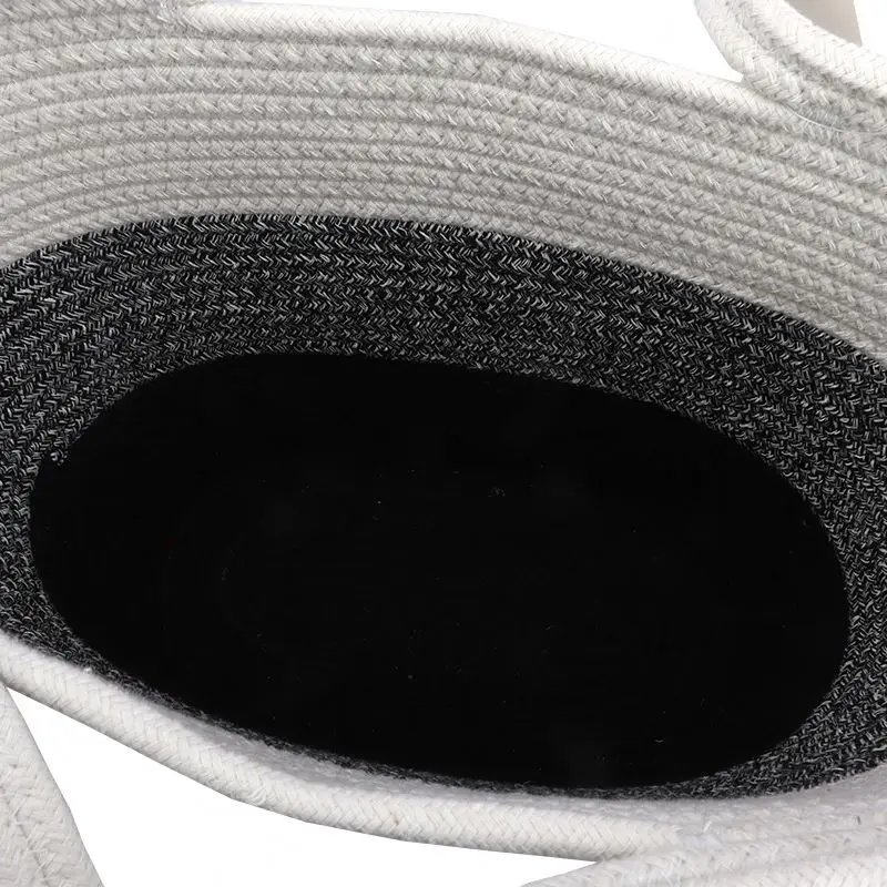 Women Home Essentials Cotton Rope Handbag Beach Leather Cotton Rope Bag Woven Bag For Family