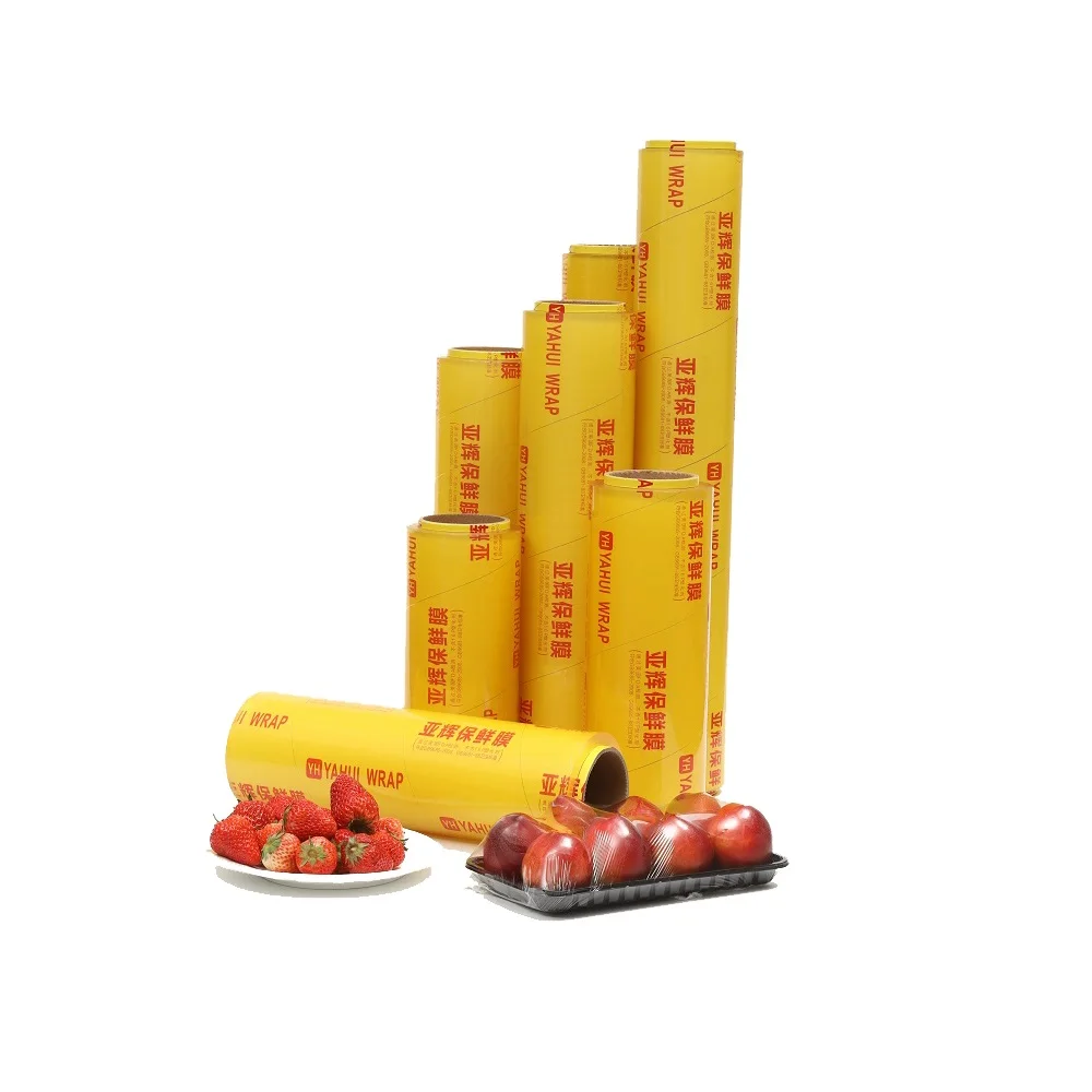 High transparency best fresh self-adhesive 9 - 20 mic pvc yahui cling film