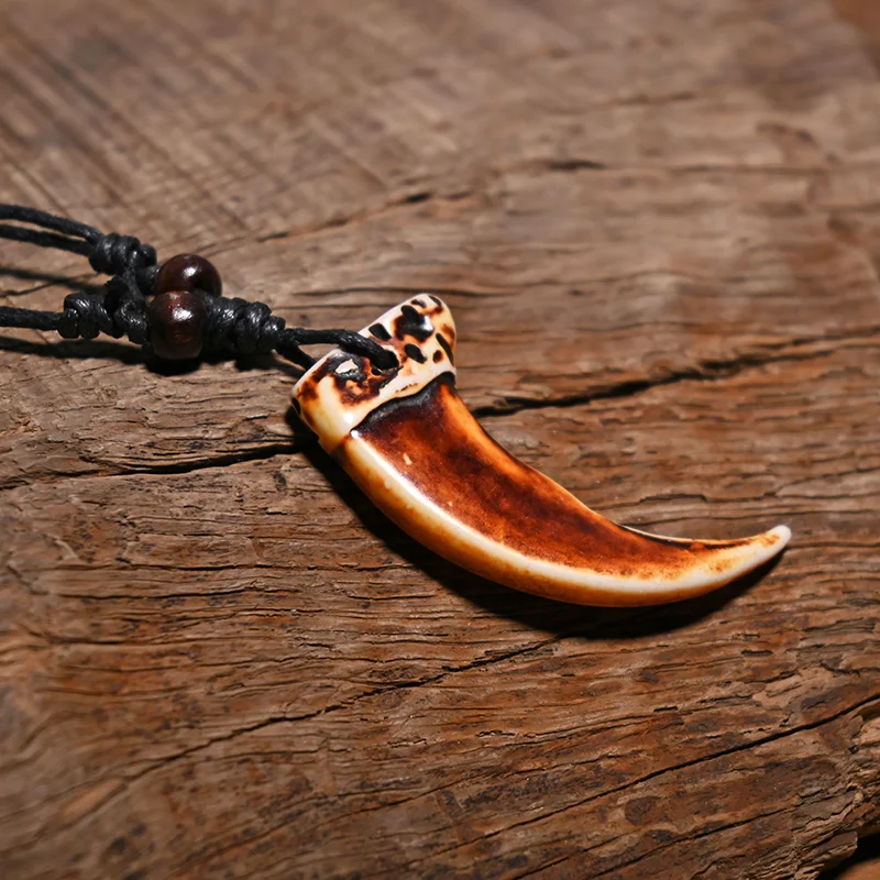 FX042 Imitation beast tooth necklace tusks pendant cool man Choker Retro Jewelry Africa Tribal style claws Yak Bone necklace