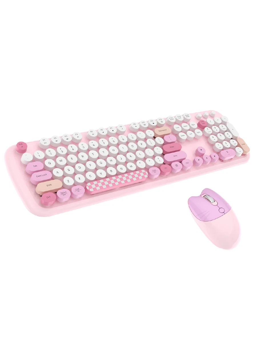 Full-Size Keyboard Mouse Combo Round-Keycap Design Genre Keyboard Mouse Combos