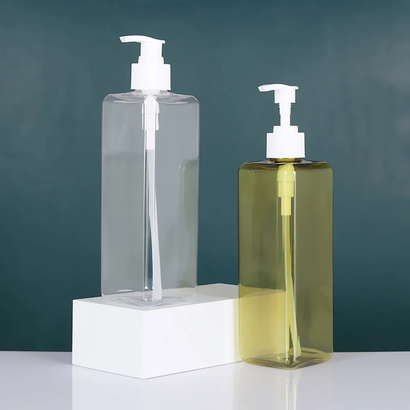 Custom Luxury 400ML square Body Wash Cosmetic Body Lotion Bottle With Pump
