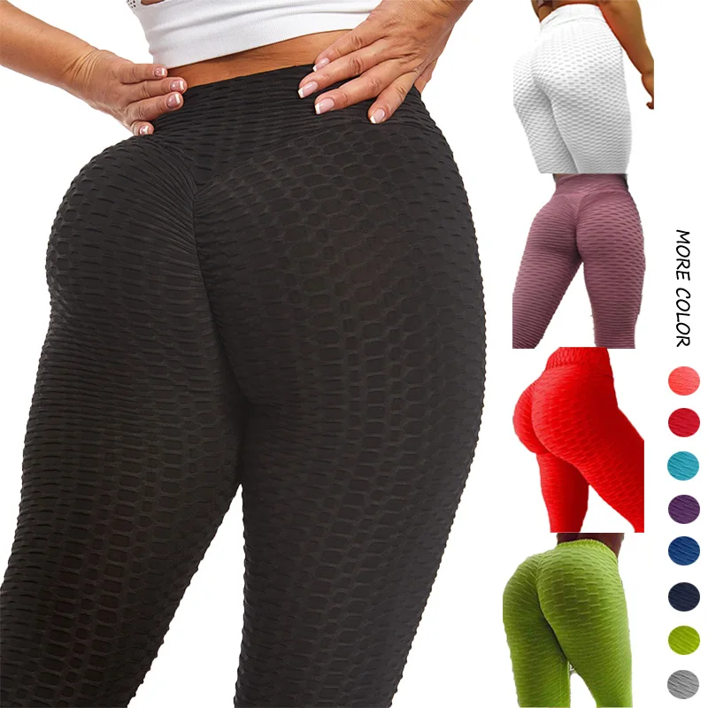 Дропшиппинг Высокая растягивающаяся подтяжка ягодиц пузырчатые штаны для спортзала Бесшовные Леггинсы для йоги