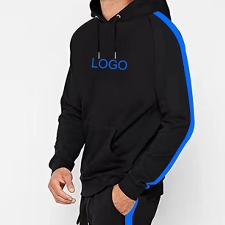 Черный однотонный хлопковый спортивный костюм на заказ, спортивный костюм для бега для мужчин