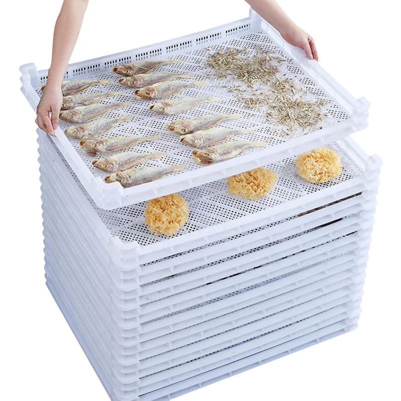 Manufacture 600x800x75mm cheap price hdpe food grade stackable drying plastic tray for drying seafood/fruits/vegetables