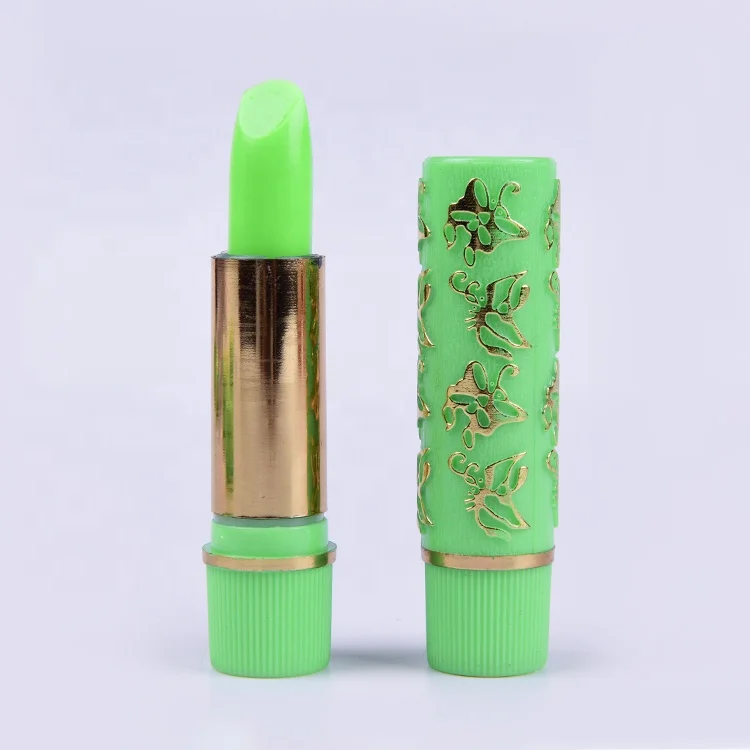 Hot sale green butterfly print magic lipsticks change color Lips stick private label lipstick