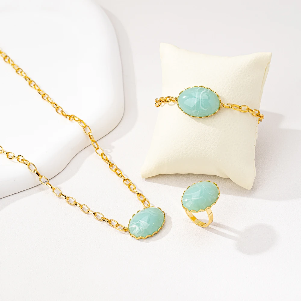 Super Fashion Wholesale Hot Sell Big Stone Ring Jewelry Designs Pendant Necklace Bracelet Ring fashion jewelry jewelry sets