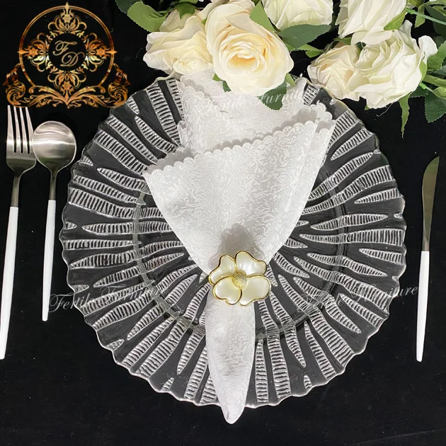 Antique White Silver Luxury Round Charger Plates Wholesale With Glitter