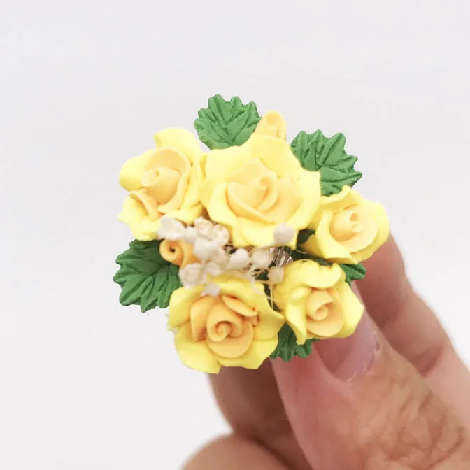 Dollhouse Miniature Flowers 1:12 Scale Mini Vase with Flower Doll House Accessories Tiny House Decorations M3797