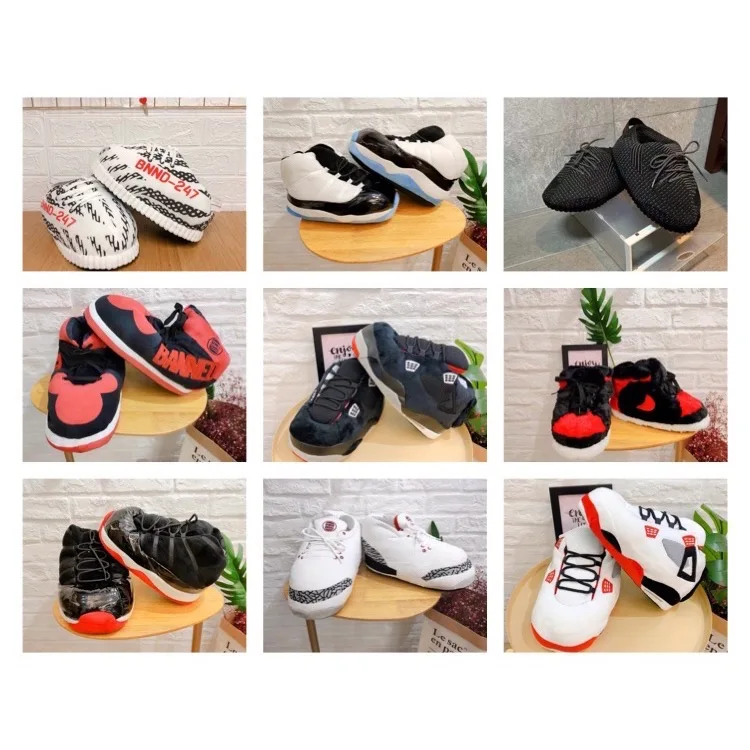 Оптовая продажа новый дизайн модные плюшевые домашние мягкие тапочки Yeezy Jordan AJ для