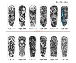 Временные тату-наклейки на ножки для мужчин и женщин, большие длинные рукава с черепами и цветами на заказ