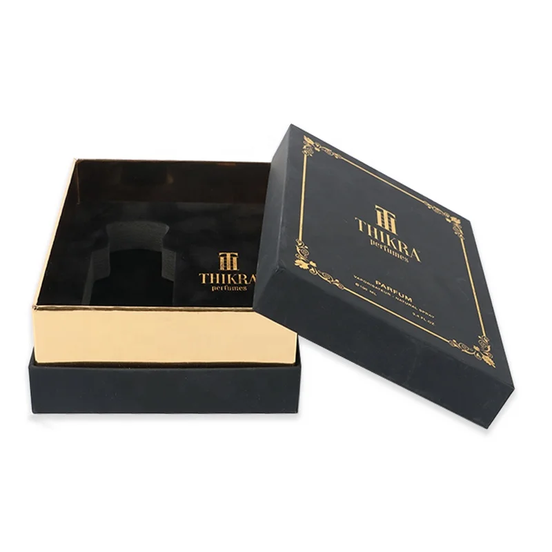 Wholesale Black Hard Paper Cosmetic Packaging Empty Rigid Perfume Box Custom Logo China Luxury Gift Perfume Bottle Cosmetic Box