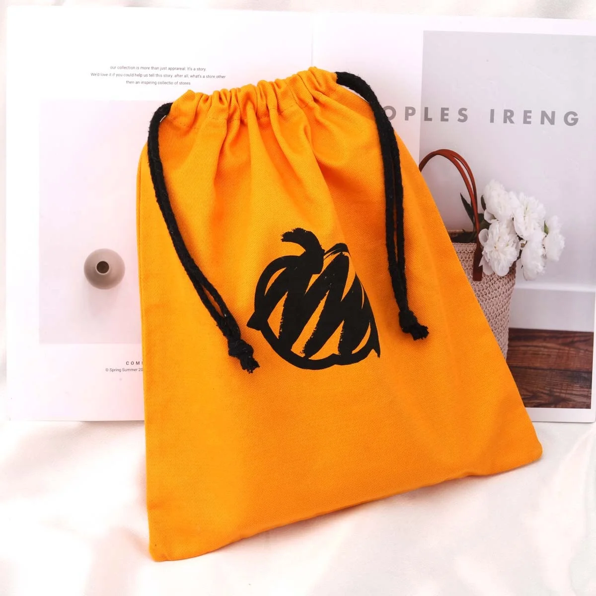 Recyclable Eco-friendly Cotton Twill Drawstring Gift Bag Dust Pouch Custom Logo Printed Wholesale Soild Muslin Shoe Pouch