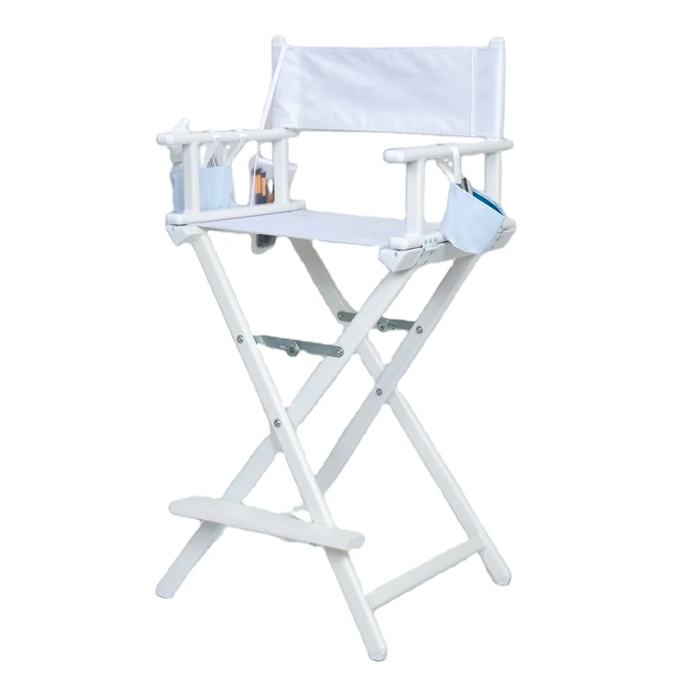 New Developed Beautiful & Folding White Chair with 3 Open Pockets Portable Barber Chair Makeup Chair