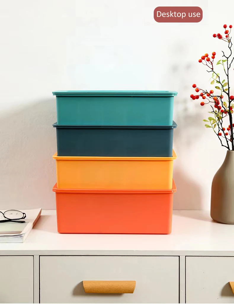 Multi-Purpose Bathroom Organizer Shampoo Bedroom Underwear Clothes Plastic Storage Box Bins With Lid